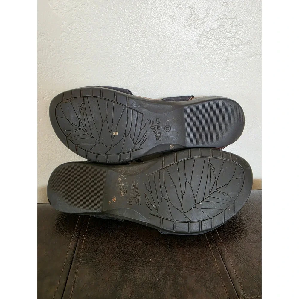 Dansko Rowan Black Leather Boho Workwear Flat Slingback Sandals sz 37 US 6.5